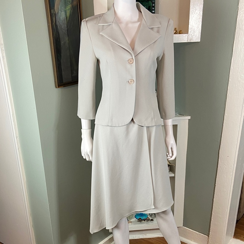 Vintage 90s Breakin Loose Grey Asymmetrical Skirt Jacket Blazer Suit Medium M